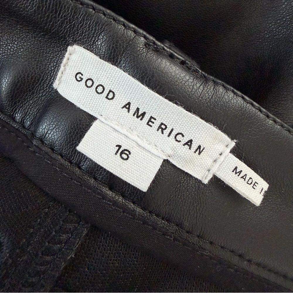 NEW Good American Icon Faux Leather Pants in Black Size 16 - Picture 11 of 12
